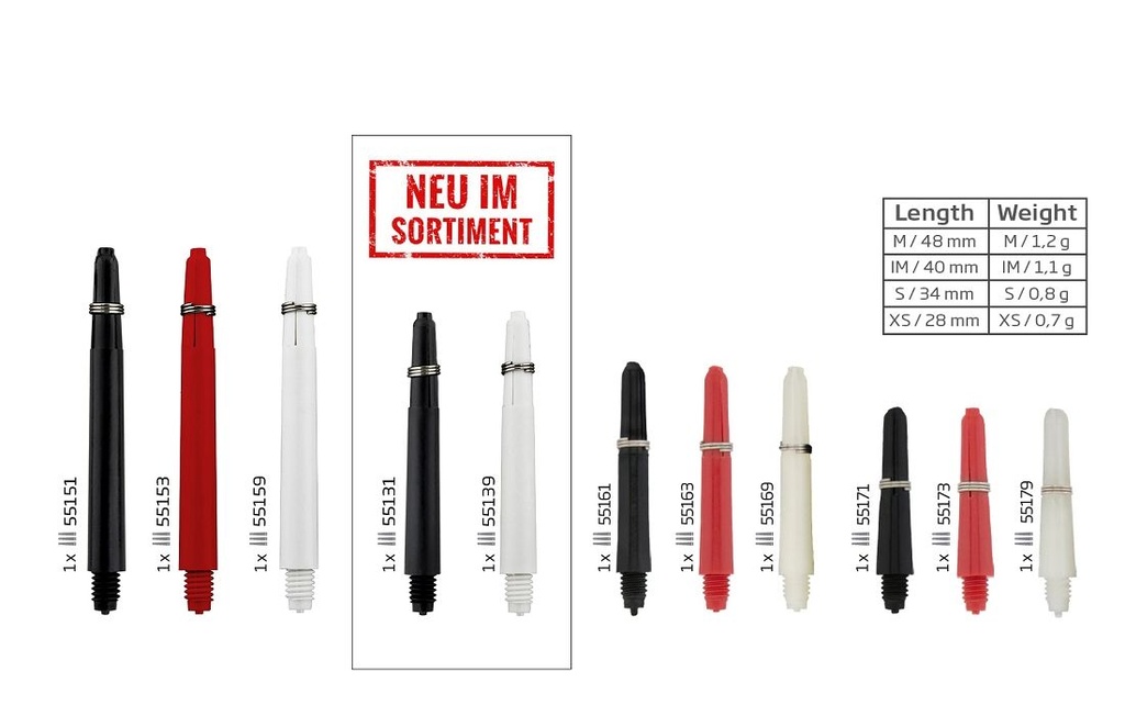 [55169] BULL'S UK-Nylon Shaft (s/weiß)