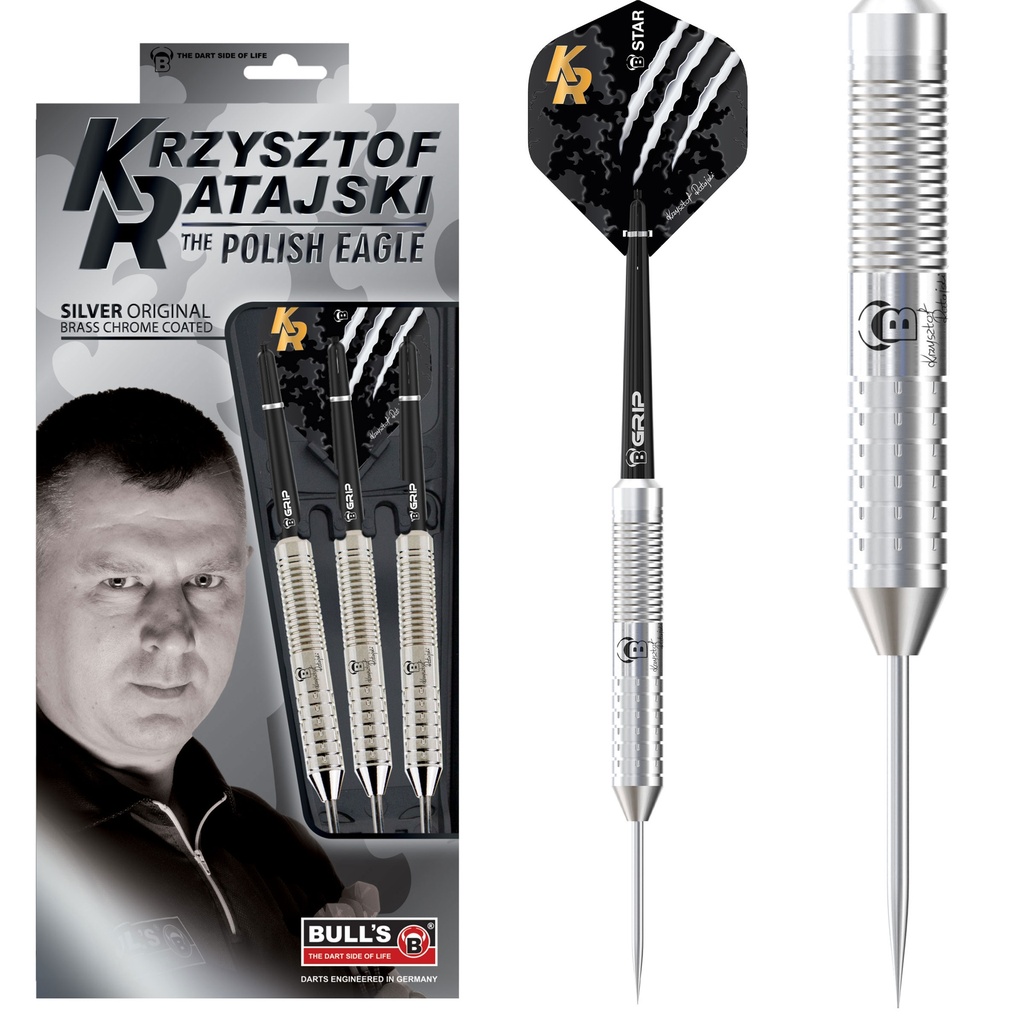 [12702] BULL'S Krzysztof Ratajski Brass Silver Steel Dart (22 Gr.)