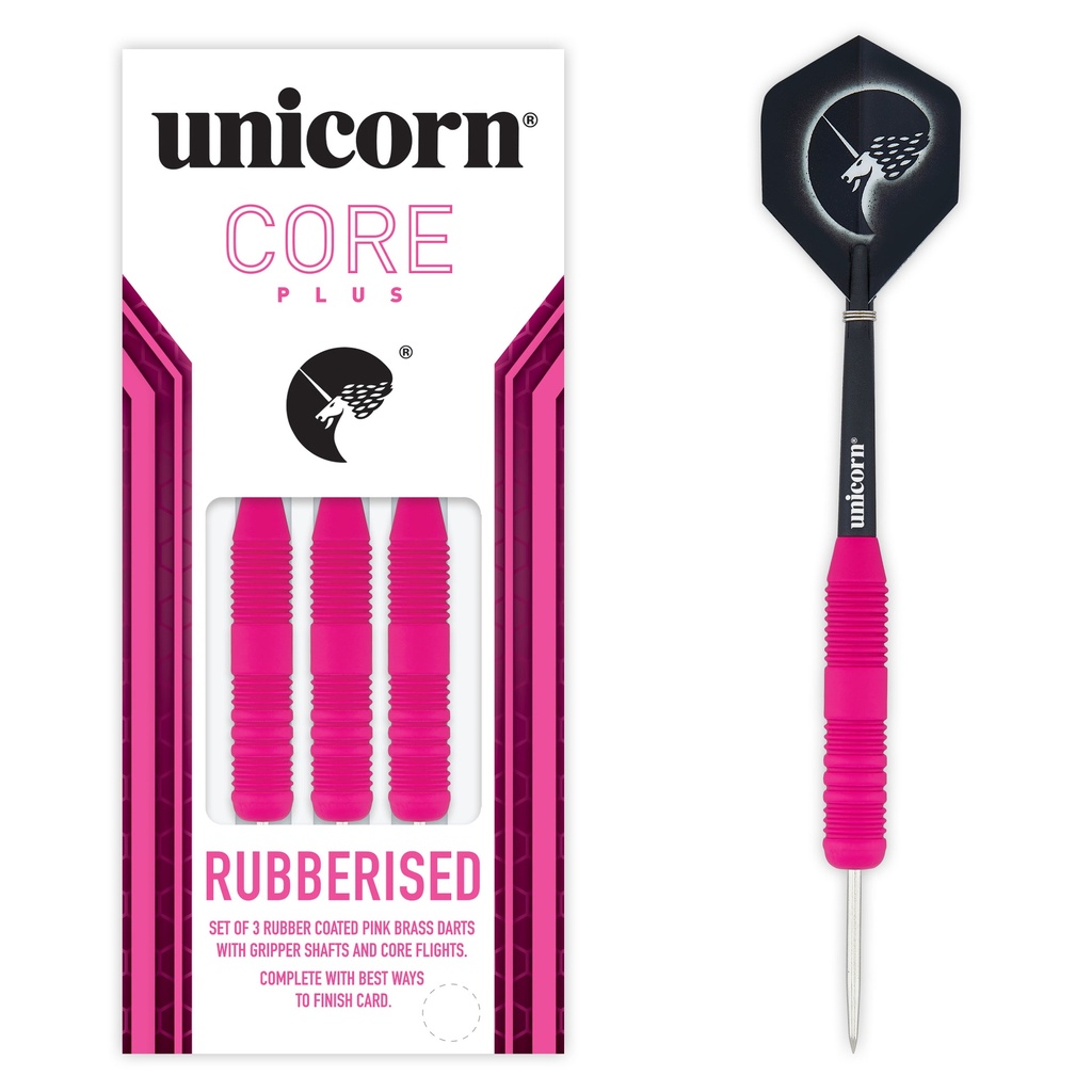 [08656] Unicorn Core Plus Rubberised Pink Steel Darts (22 Gr.)