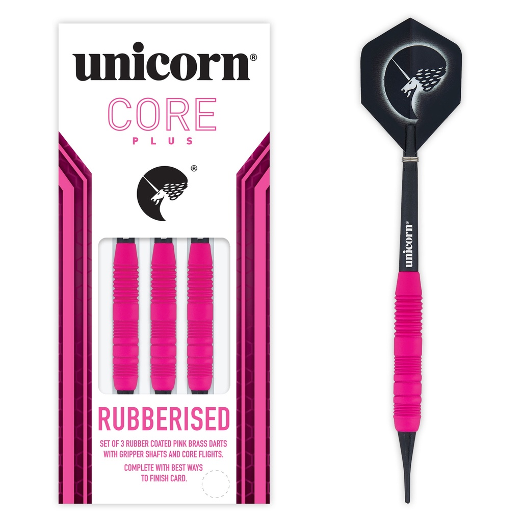 [04256] Unicorn Core Plus Rubberised Pink Brass Soft Darts (19 Gr.)