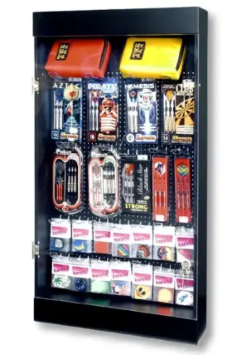 [808001] Dartvitrine KARELLA abschließbar Türe aus Plexiglas, abnehmbar
